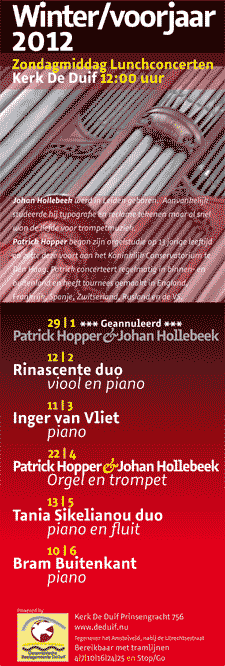 Verwacht Winter/voorjaar 2011 :: Duo Rinacente - viool en piano :: Inger van Vliet - piano :: Duo Tania Sikelianou - piano en fluit :: Bram Buitenkant - piano